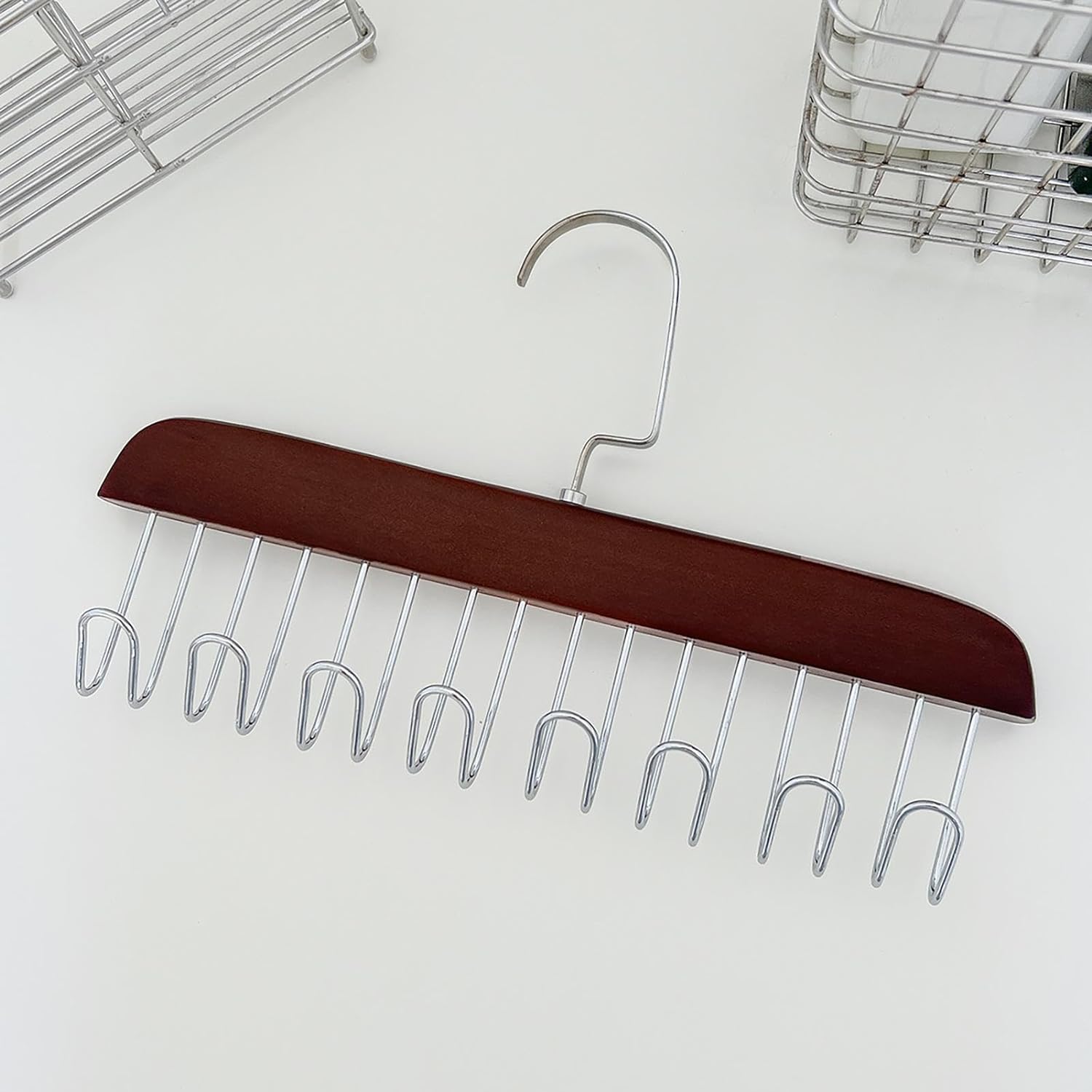 Wooden Suspender Hanger, Multifunctional 8 Hook Hanger, Non Slip Wardrobe Clothing Storage Holder, Dormitory Closet Organizer, Multipurpose Scarf Hat Hanger, 360 Non Slippery Hanger Wooden Suspender Hanger, Multifunctional 8 Hook Hanger, Non Slip Wardrobe Clothing Storage Holder, Dormitory Closet Organizer, Multipurpose Scarf Hat Hanger, 360 Non Slippery Hanger